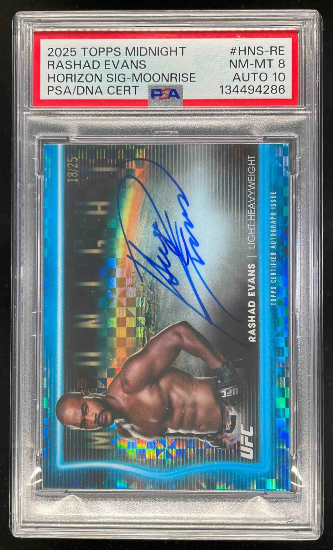 2025 Topps UFC Midnight Horizon Moonrise #HNS-RE Rashad Evans Auto /25 PSA 8