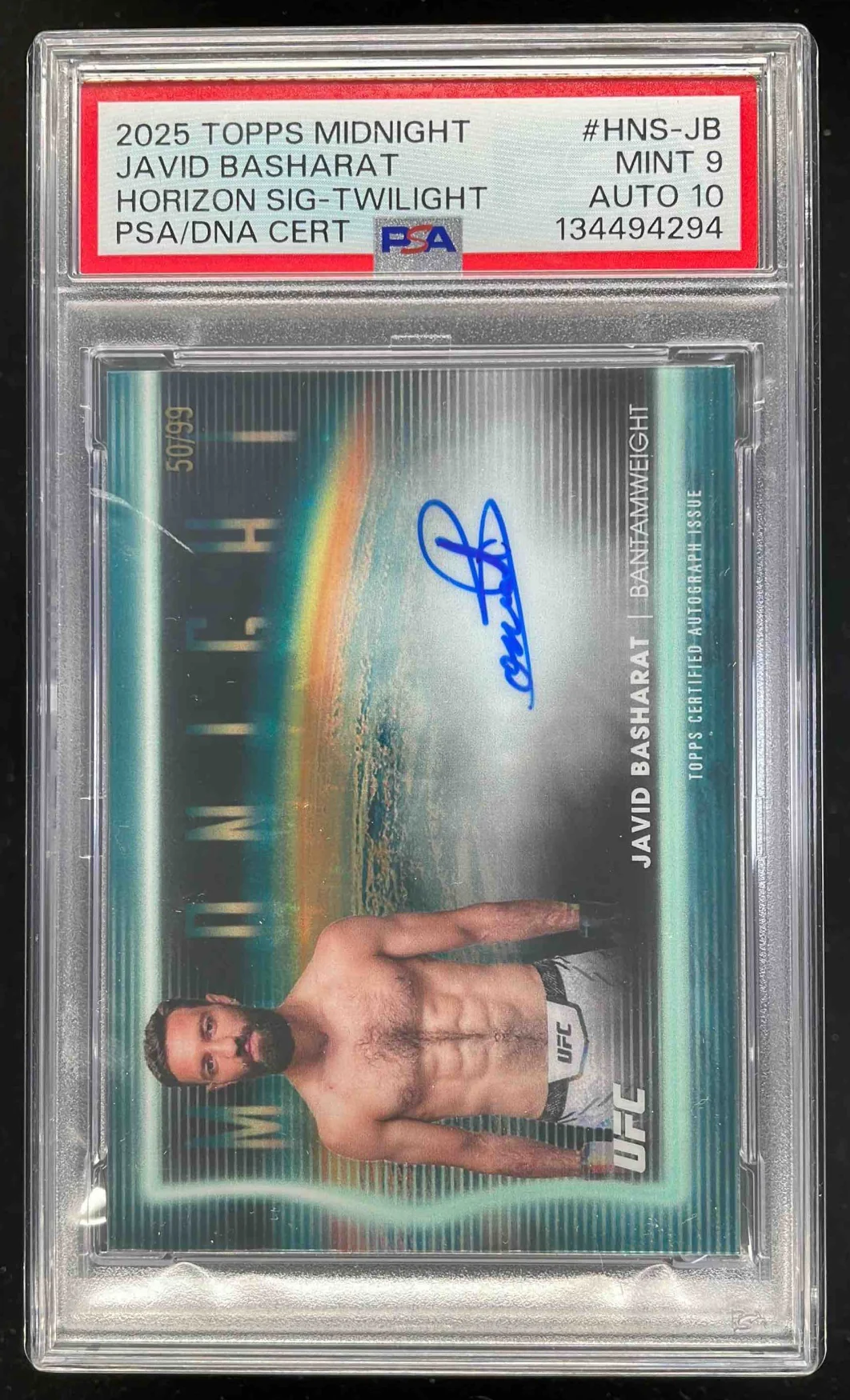 2025 Topps UFC Midnight Horizon Twilight #HNS-JB Javid Basharat Auto /99 PSA 9