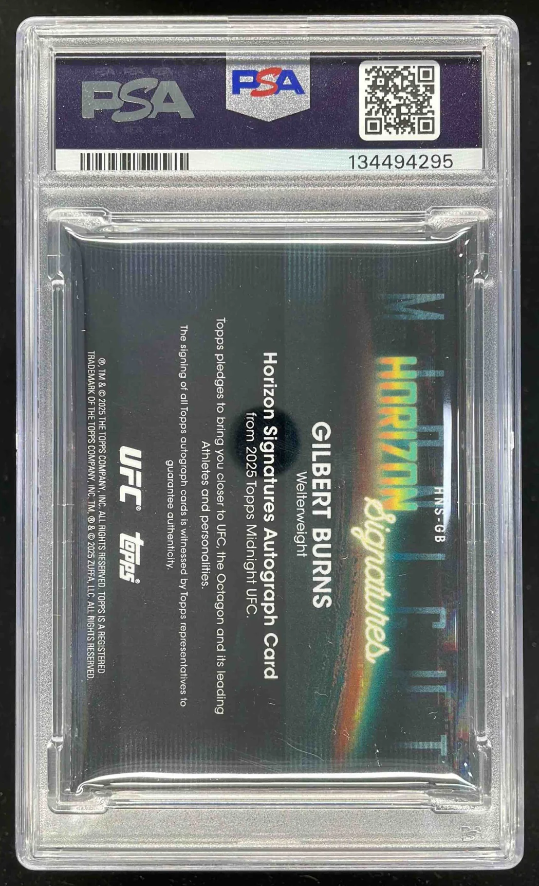 2025 Topps UFC Midnight Horizon Twilight #HNS-GB Gilbert Burns Auto /99 PSA 9 - Image 2
