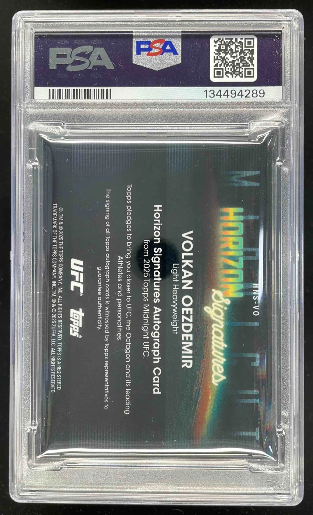 2025 Topps UFC Midnight Horizon Dusk #HNS-VO Volkan Oezdemir Auto /75 PSA 10 - Image 2
