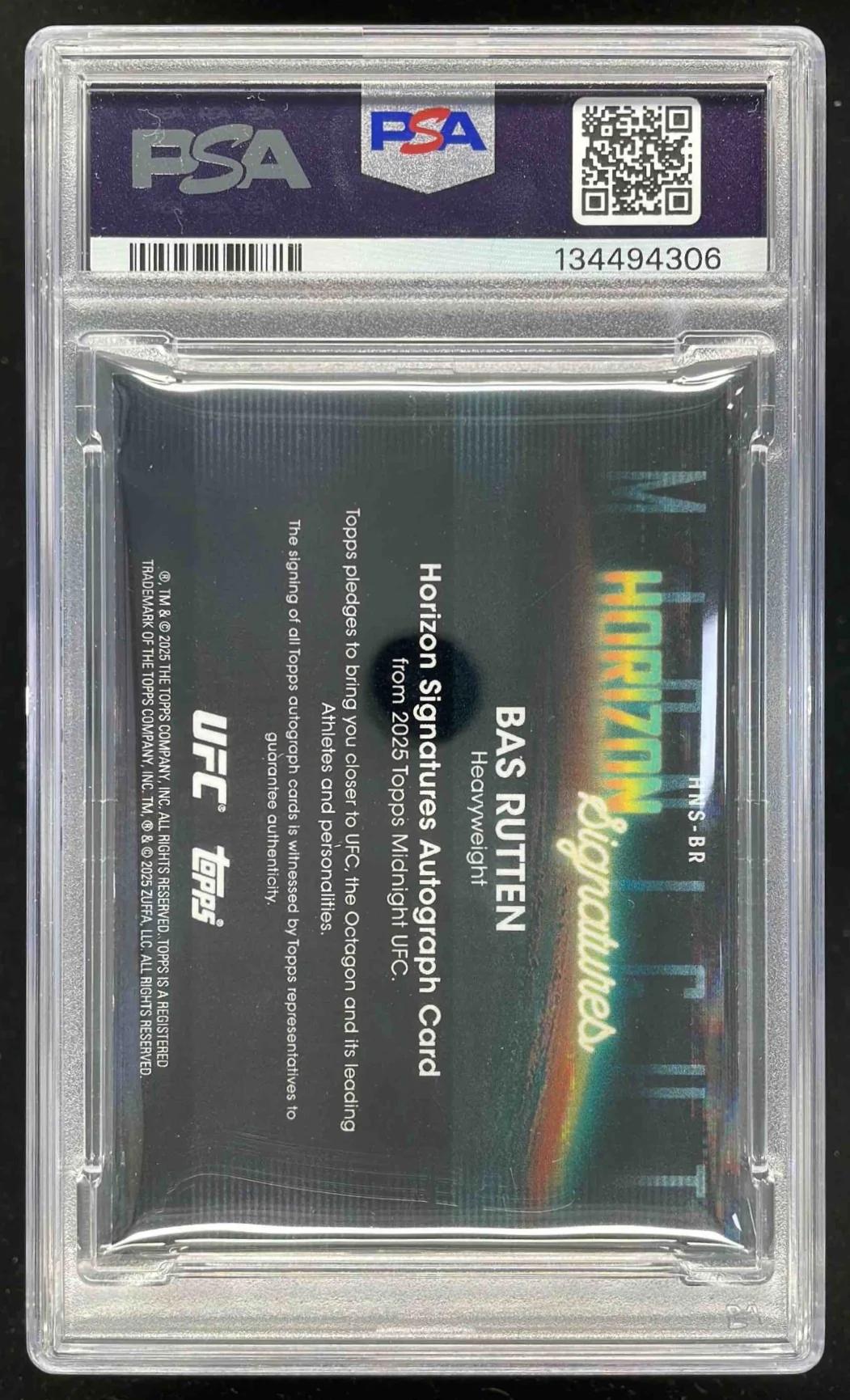 2025 Topps UFC Midnight Horizon Signatures #HNS-BR Bas Rutten Auto PSA 8 - Image 2