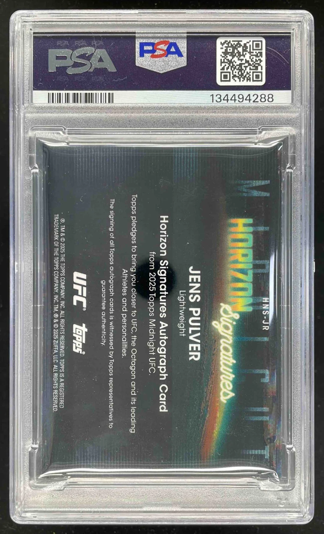 2025 Topps UFC Midnight Horizon Dusk #HNS-JR Jens Pulver Auto /75 PSA 9 - Image 2