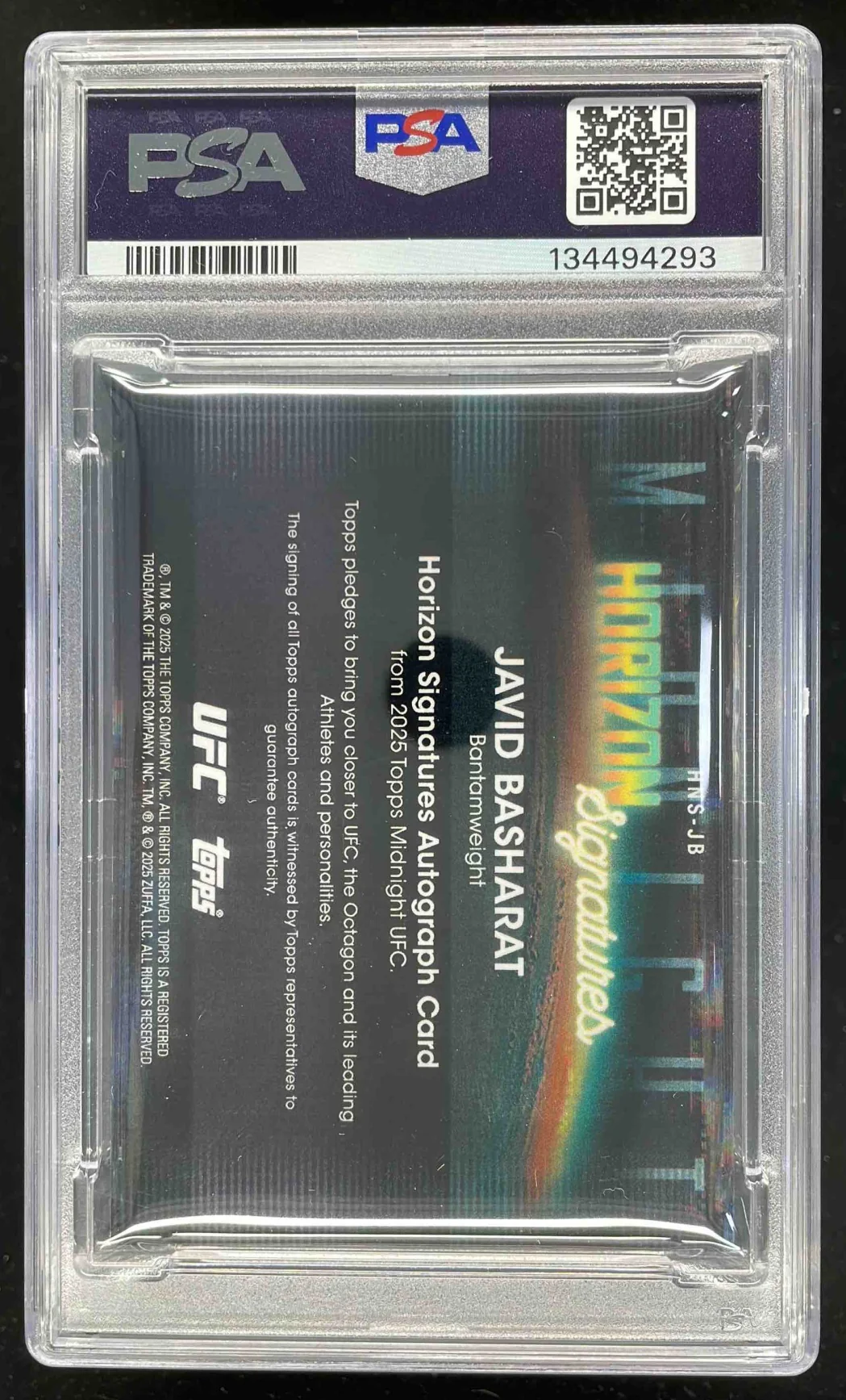 2025 Topps UFC Midnight Horizon Twilight #HNS-JB Javid Basharat Auto /99 PSA 9 - Image 2