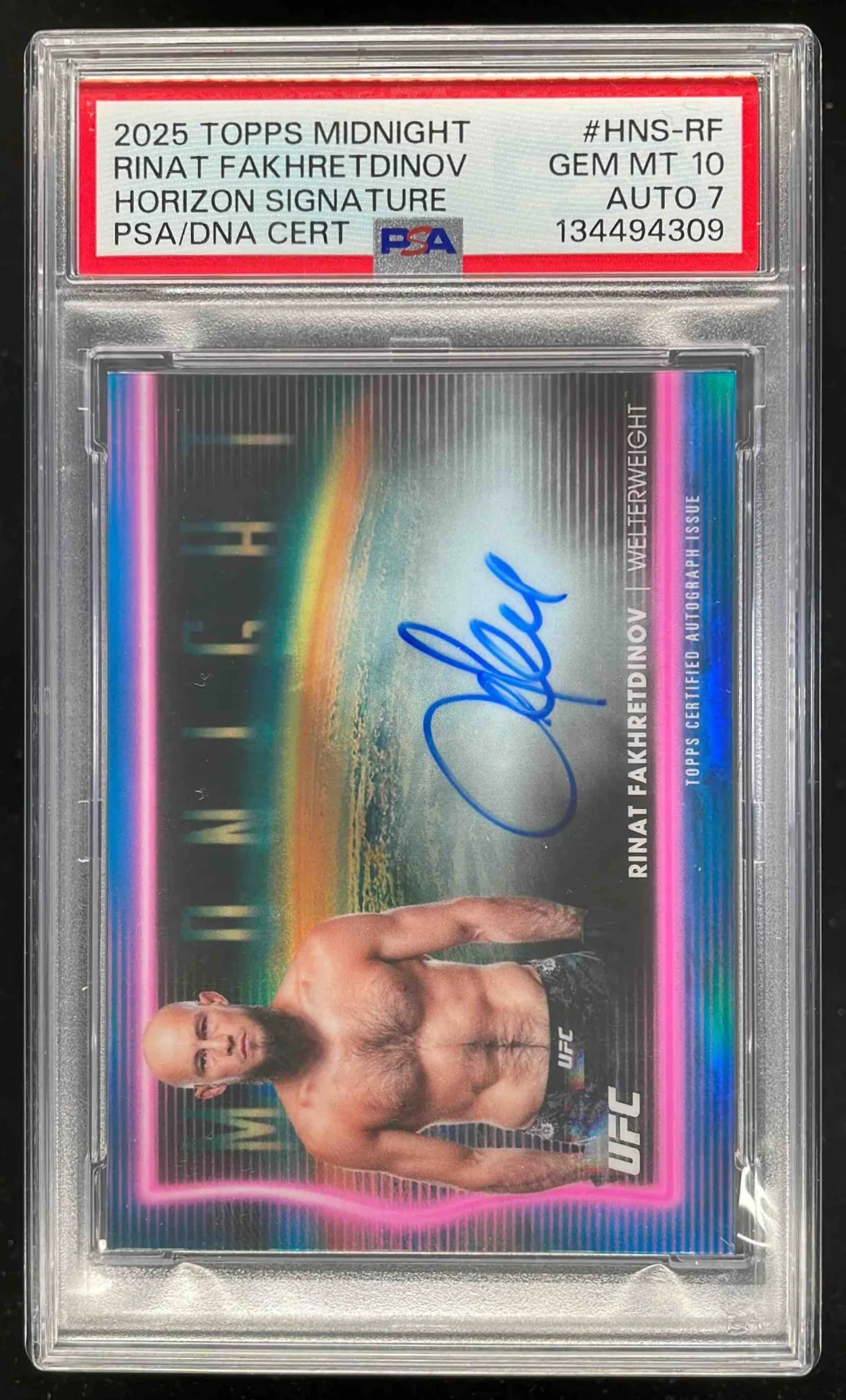 2025 Topps UFC Midnight Horizon #HNS-RF Rinat Fakhretdinov Auto PSA 10