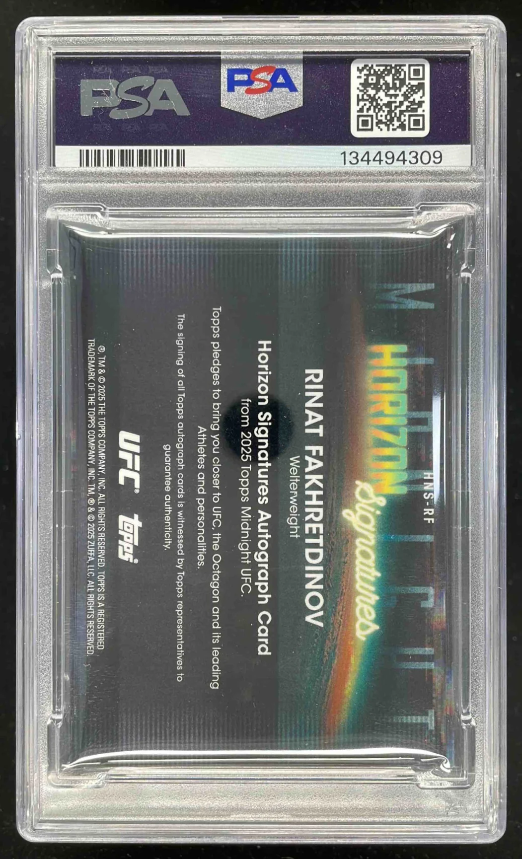 2025 Topps UFC Midnight Horizon #HNS-RF Rinat Fakhretdinov Auto PSA 10 - Image 2
