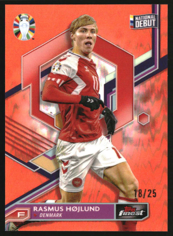 2023 Finest Road to UEFA Euro '24 Orange Refractors #18 Rasmus Hojlund /25