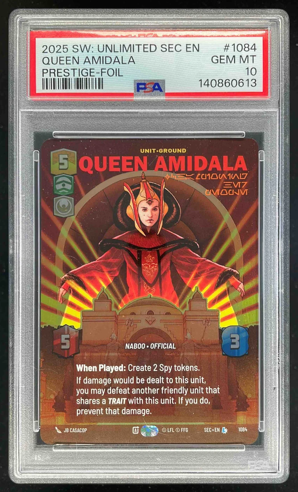 2025 Star Wars Unlimited Sec EN Prestige Foil #1084 Queen Amidala PSA 10