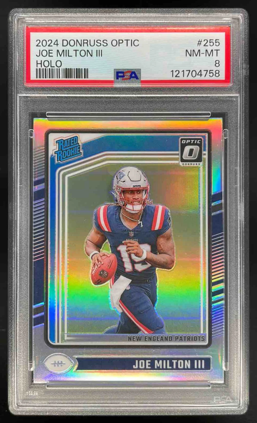 2024 Panini Donruss Optic Holo #255 Joe Milton III Rated Rookie PSA 8
