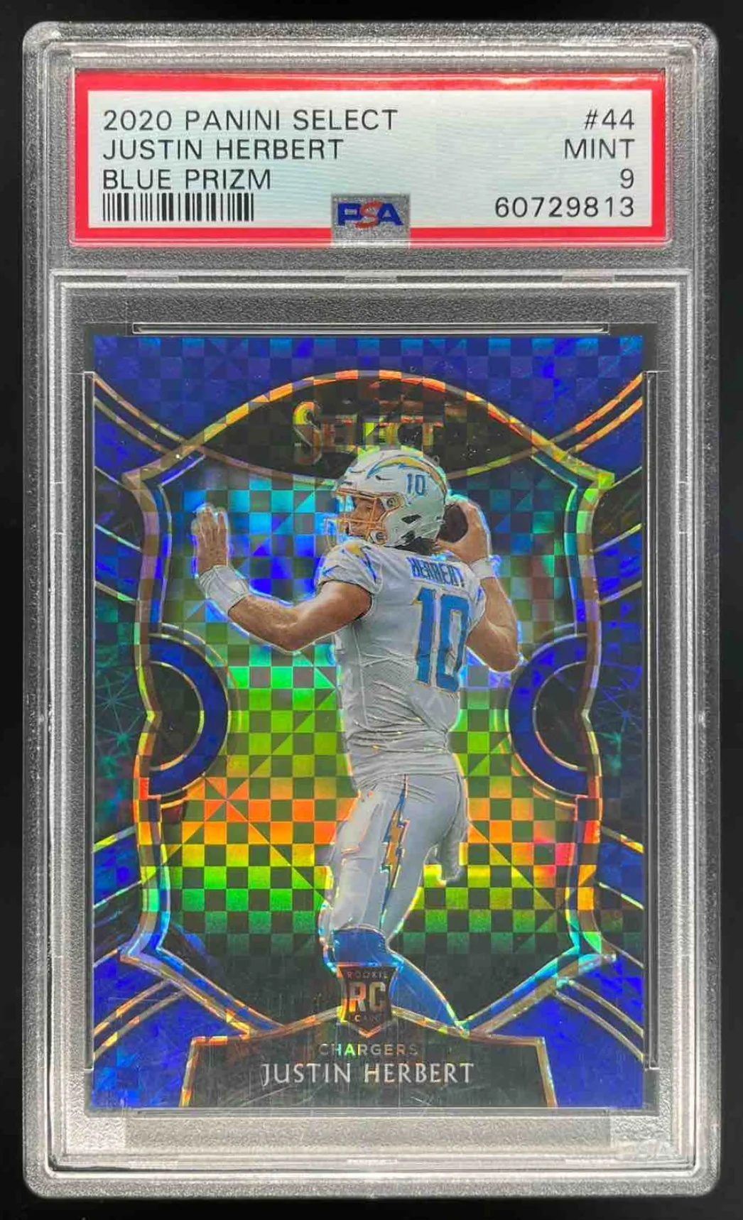 2020 Panini Select Blue Prizm #44 Justin Herbert RC Concourse /175 PSA 9