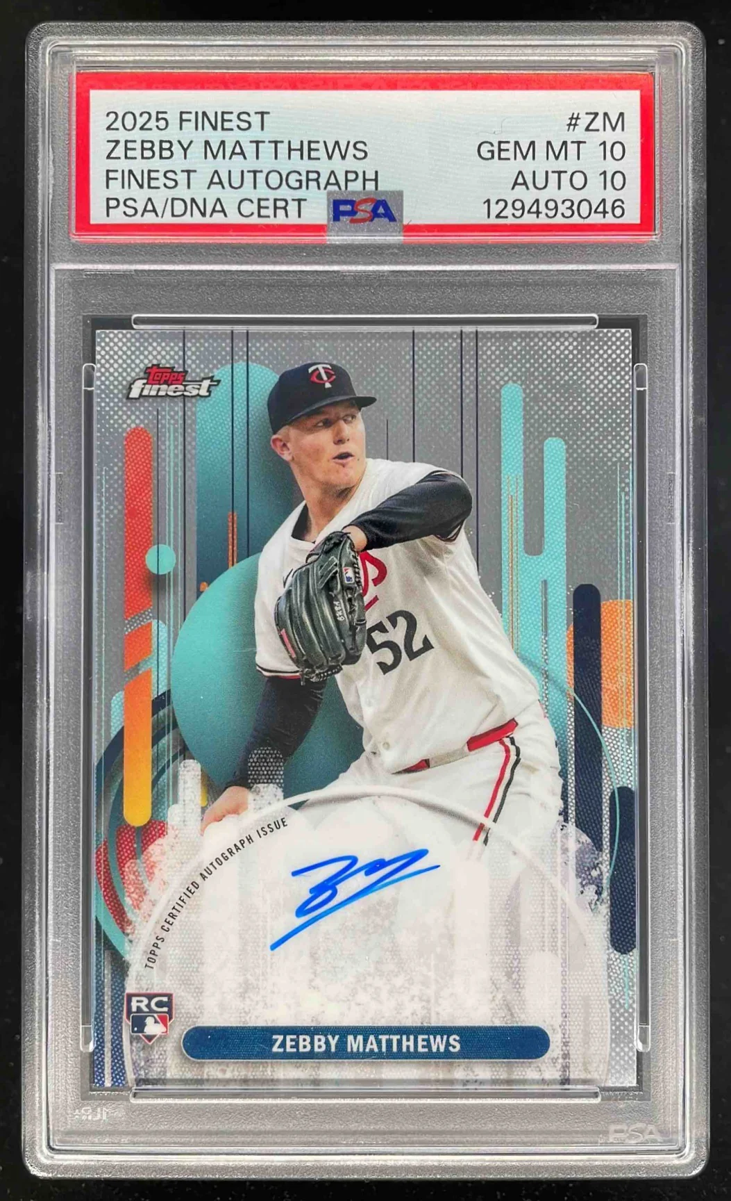 2025 Topps Finest Autograph #FA-ZM Zebby Matthews RC Auto PSA 10