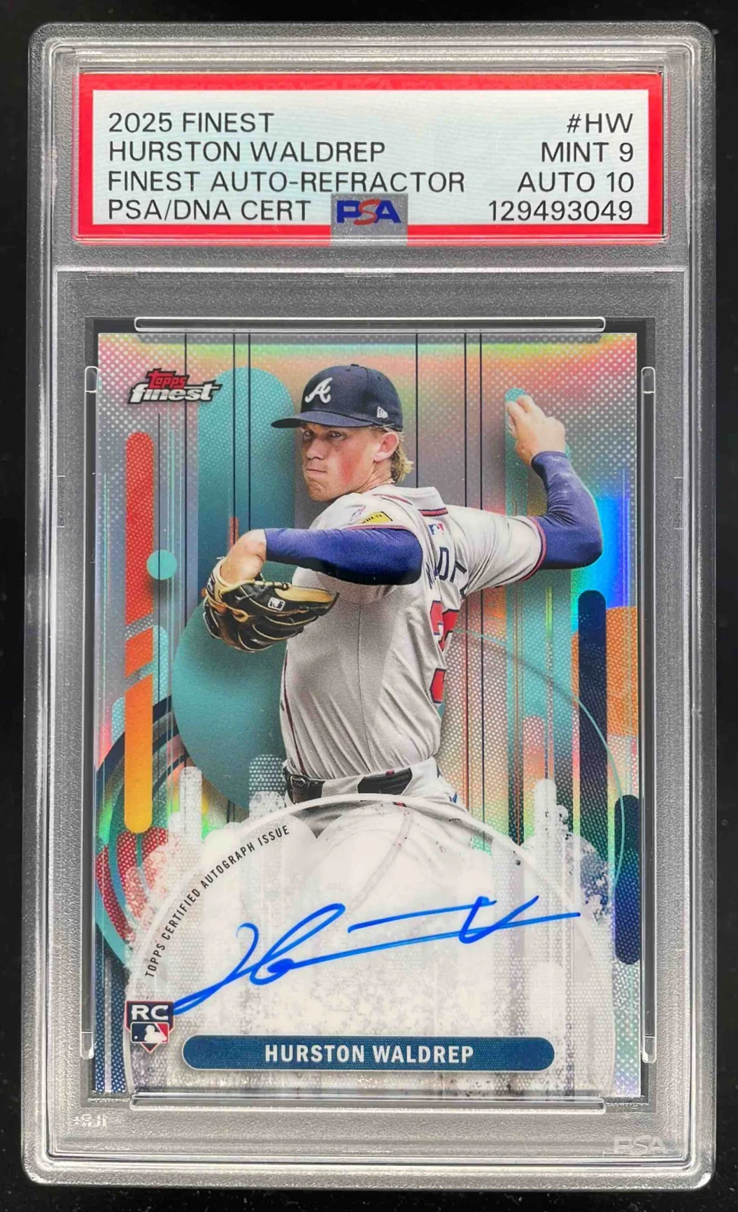 2025 Topps Finest Autograph Refractor #FA-HW Hurston Waldrep RC Auto PSA 9