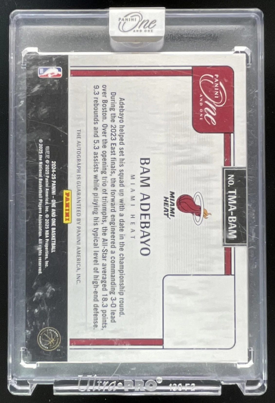2024-25 Panini One and One Timeless Moments Autographs #30 Bam Adebayo Auto /99 - Image 2