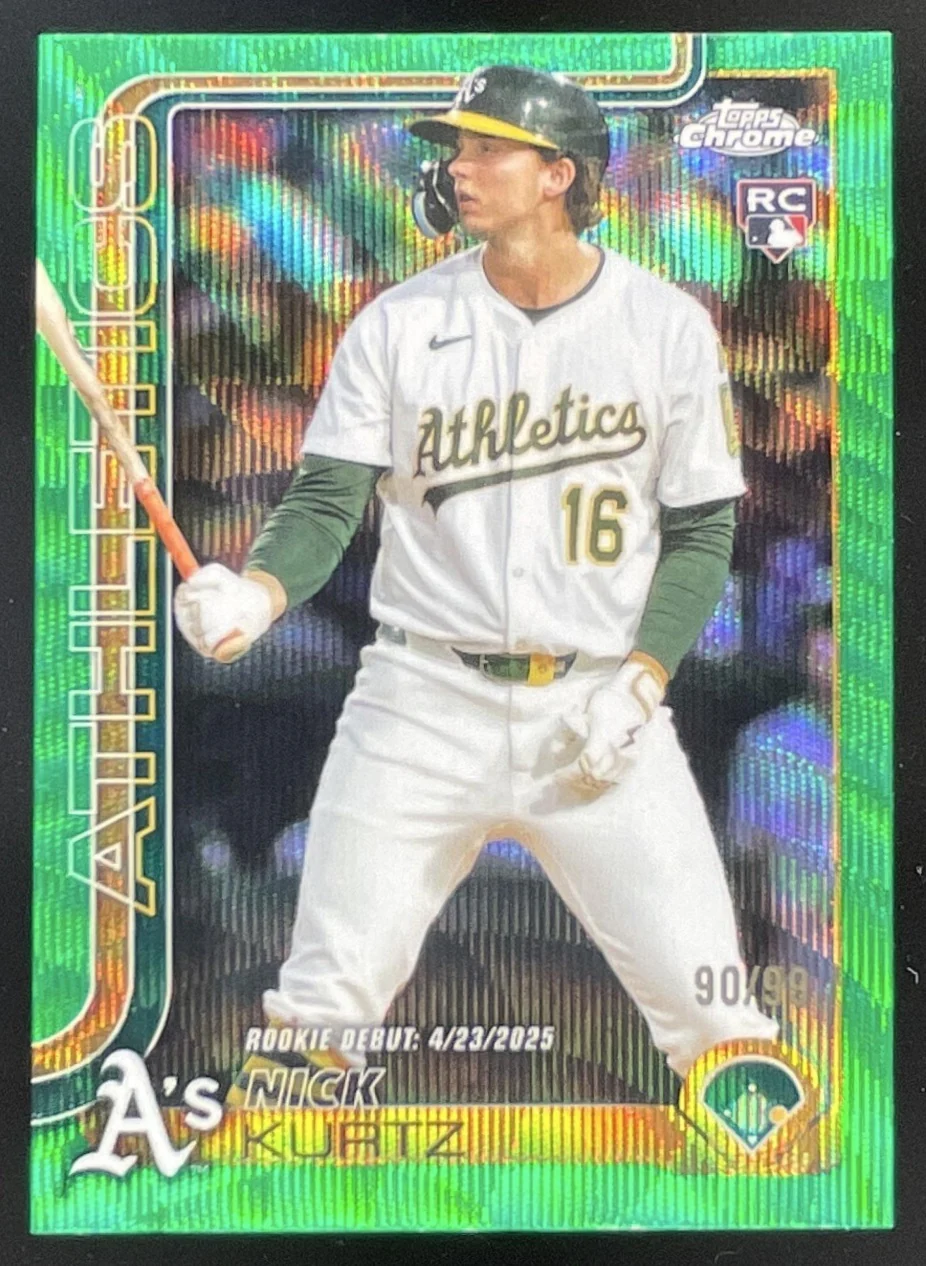 2025 Topps Chrome Update Green Wave Refractor #USC180 Nick Kurtz RC /99