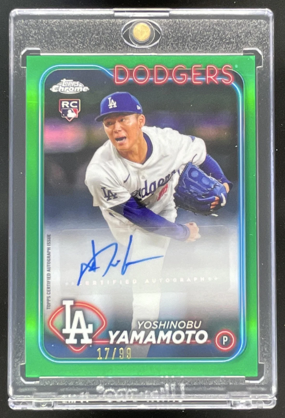 2024 Topps Chrome Update Green #AC-YY Yoshinobu Yamamoto RC Auto /99