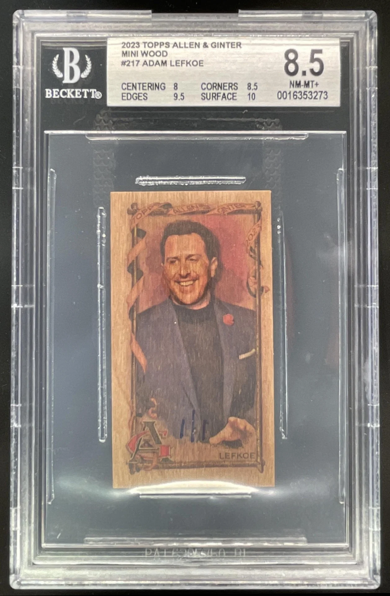2023 Topps Allen & Ginter Mini Wood #217 Adam Lefkoe 1/1 BGS 8.5