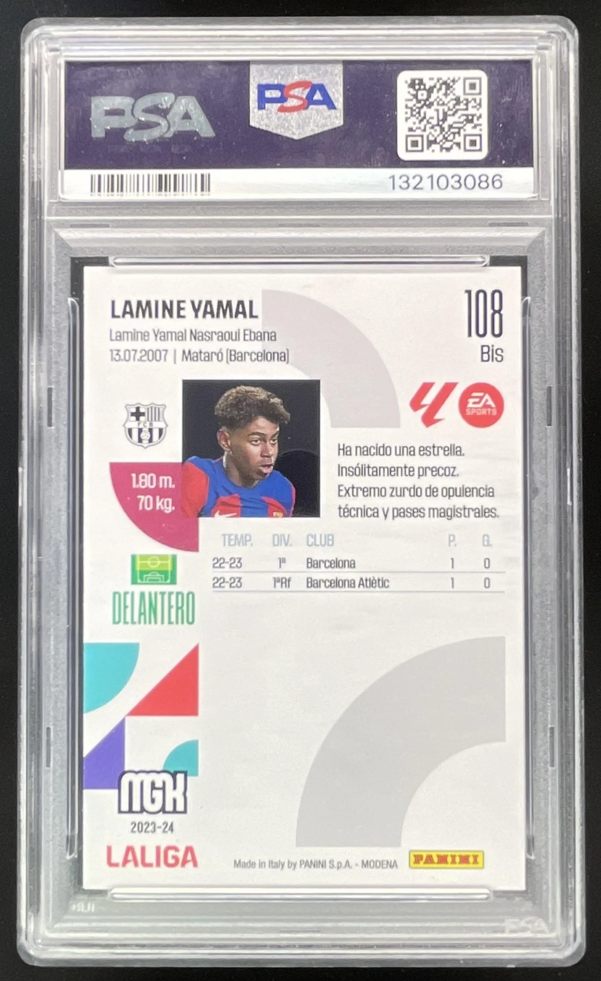 2023 Panini Megacracks LaLiga EA Sports #108 bis Lamine Yamal RC PSA 7 - Image 2