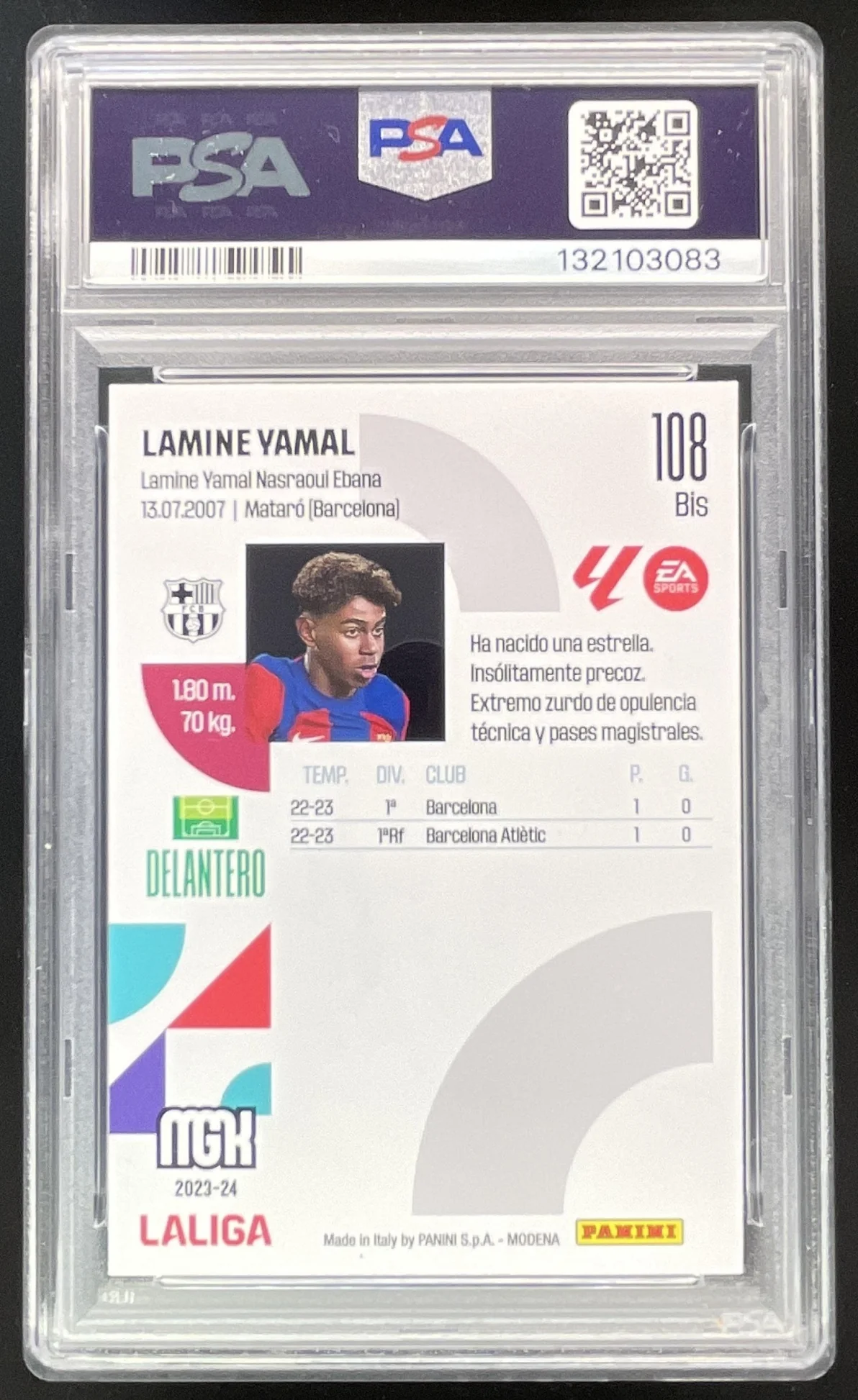 2023 Panini Megacracks LaLiga EA Sports #108 bis Lamine Yamal RC PSA 7 - Image 2
