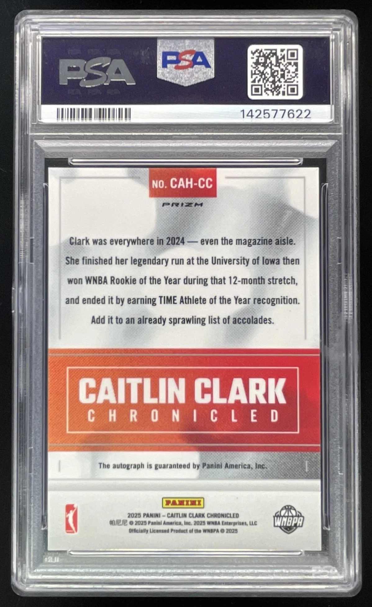 2025 Caitlin Clark Chronicled Caitlin Clark Holo #1 Caitlin Clark Auto PSA 7 - Image 2
