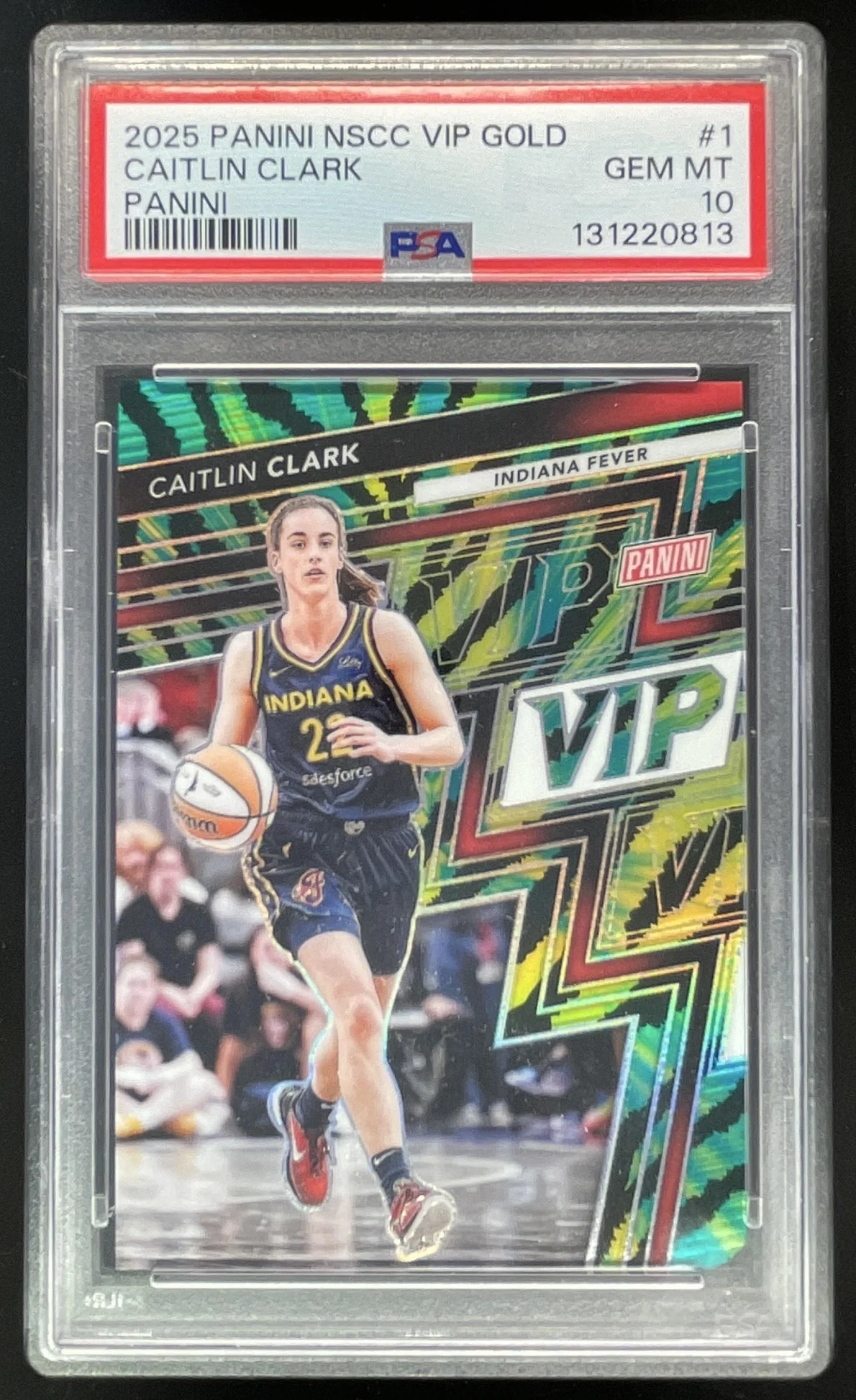 2025 Panini NSCC VIP Gold Packs Gold VIP Tiger Stripes #1 Caitlin Clark PSA 10