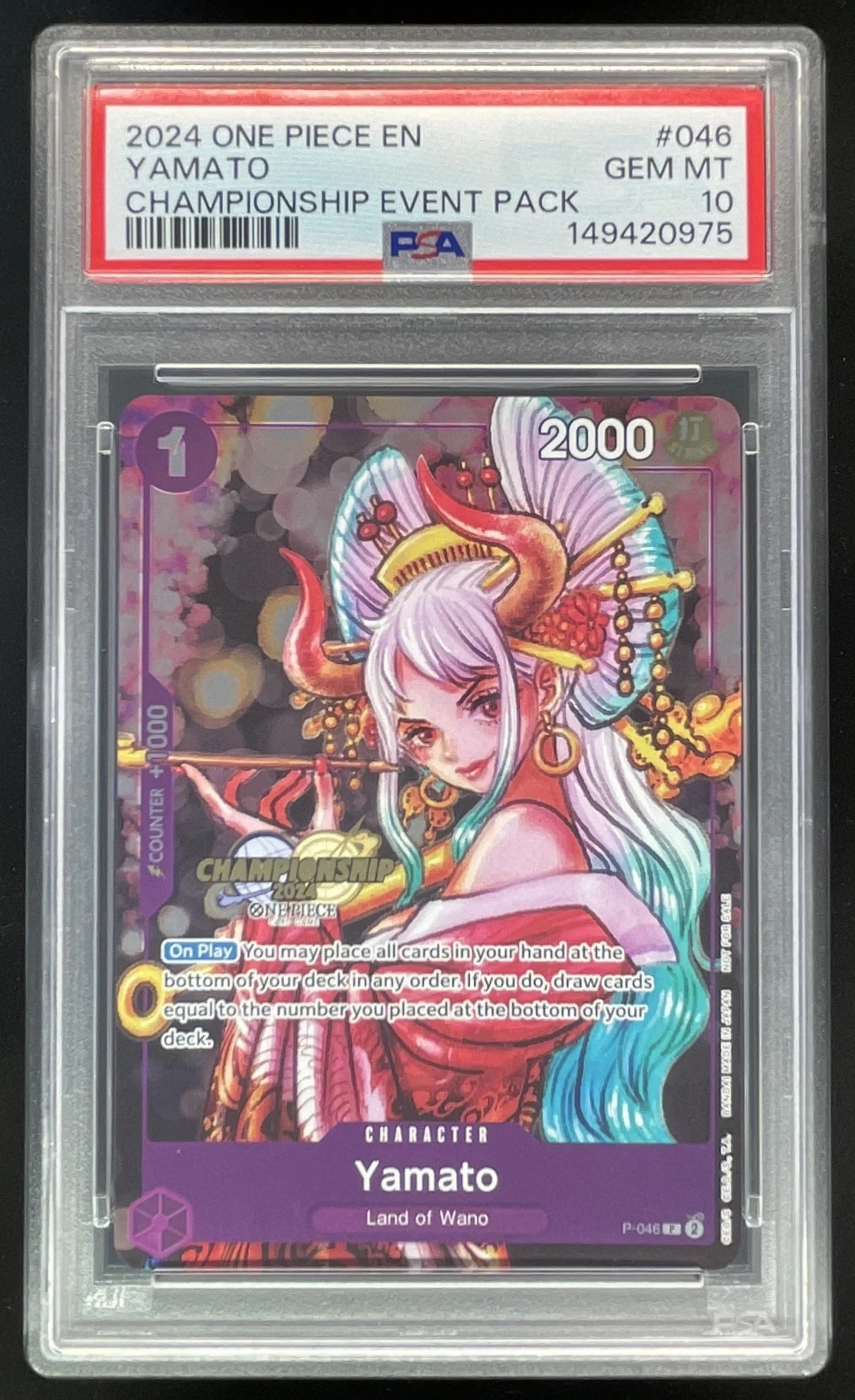 2024 One Piece EN Championship Event Pack #046 Yamato PSA 10