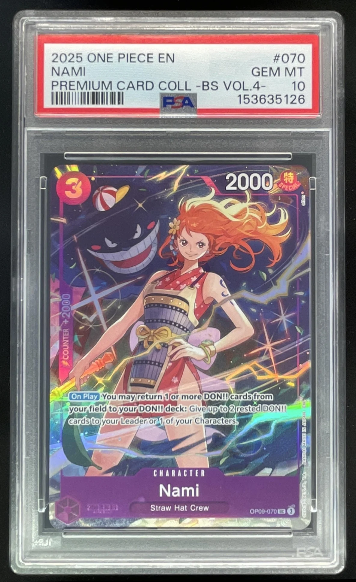 2025 One Piece EN #070 Nami Premium Card Collection BS Vol 4 PSA 10