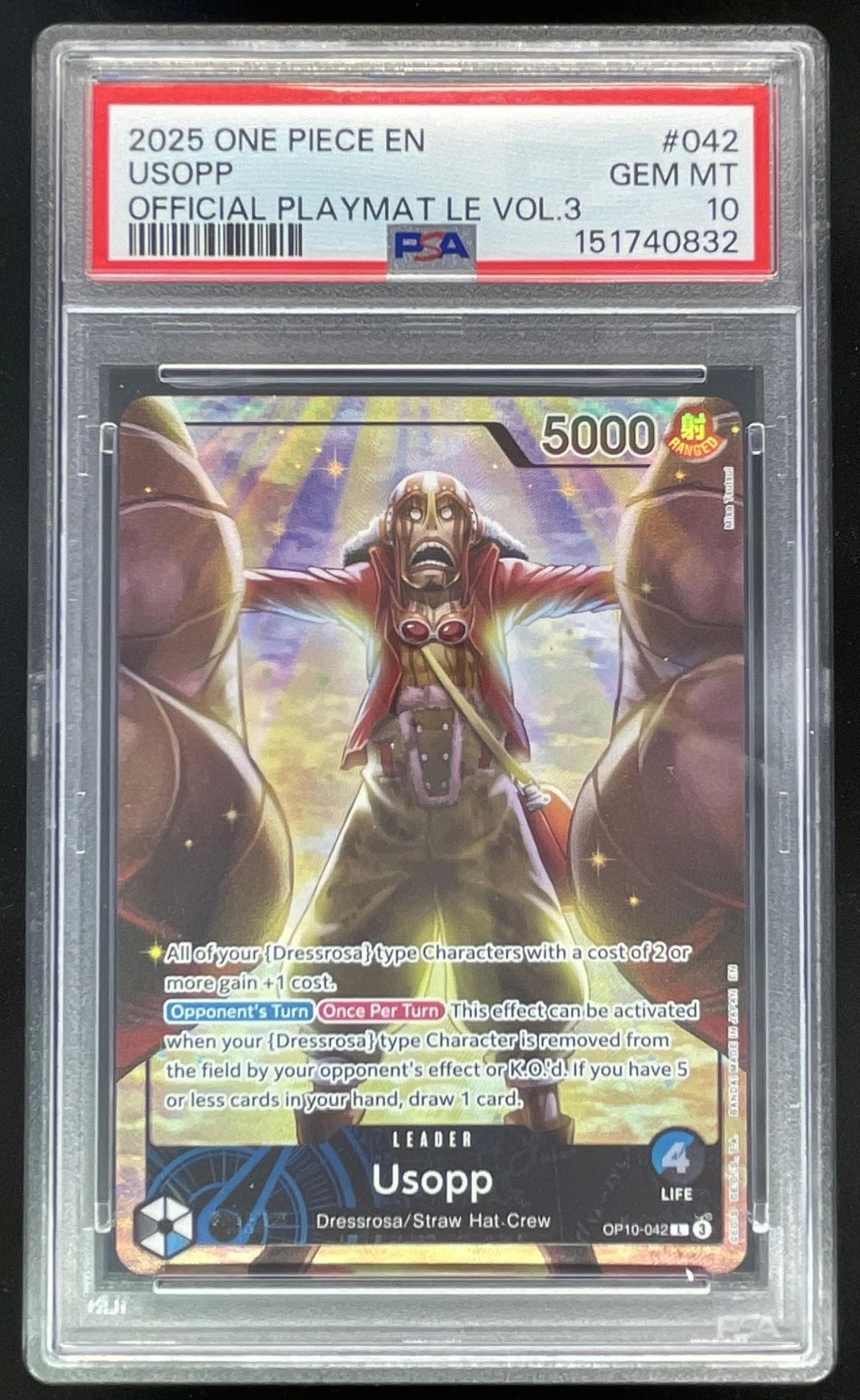 2025 One Piece EN Official Playmat LE Vol 3 #042 USOPP PSA 10