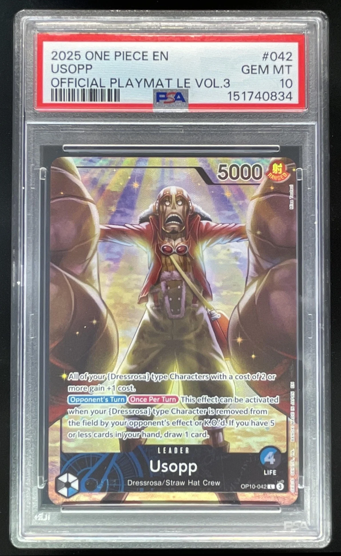 2025 One Piece EN Official Playmat LE Vol 3 #042 USOPP PSA 10