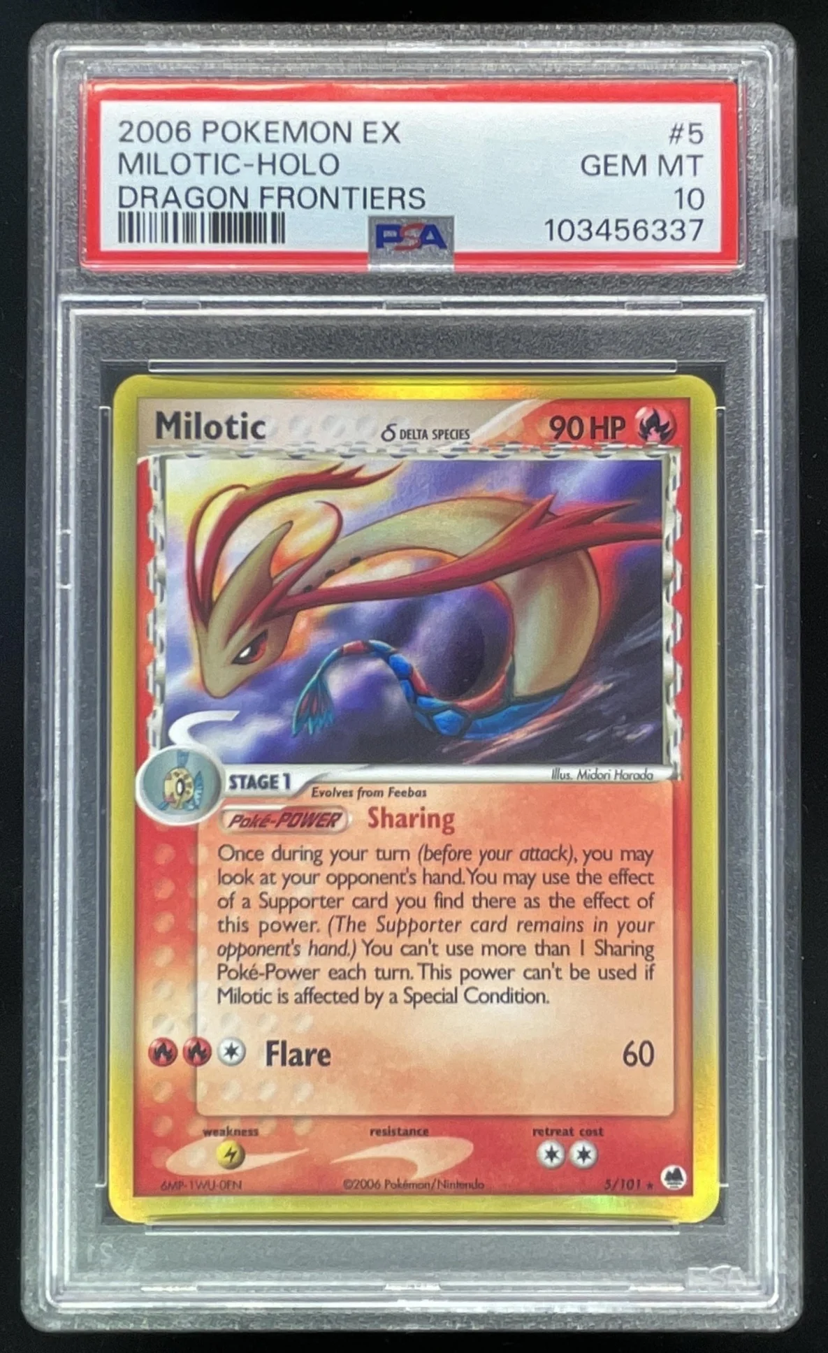 2006 Pokemon EX Dragon Frontiers #5/101 Milotic Holo PSA 10