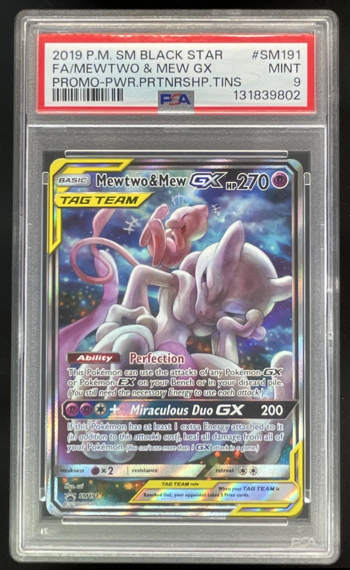 2019 Pokemon SM Black Star Promos #SM191 Mewtwo & Mew PSA 9