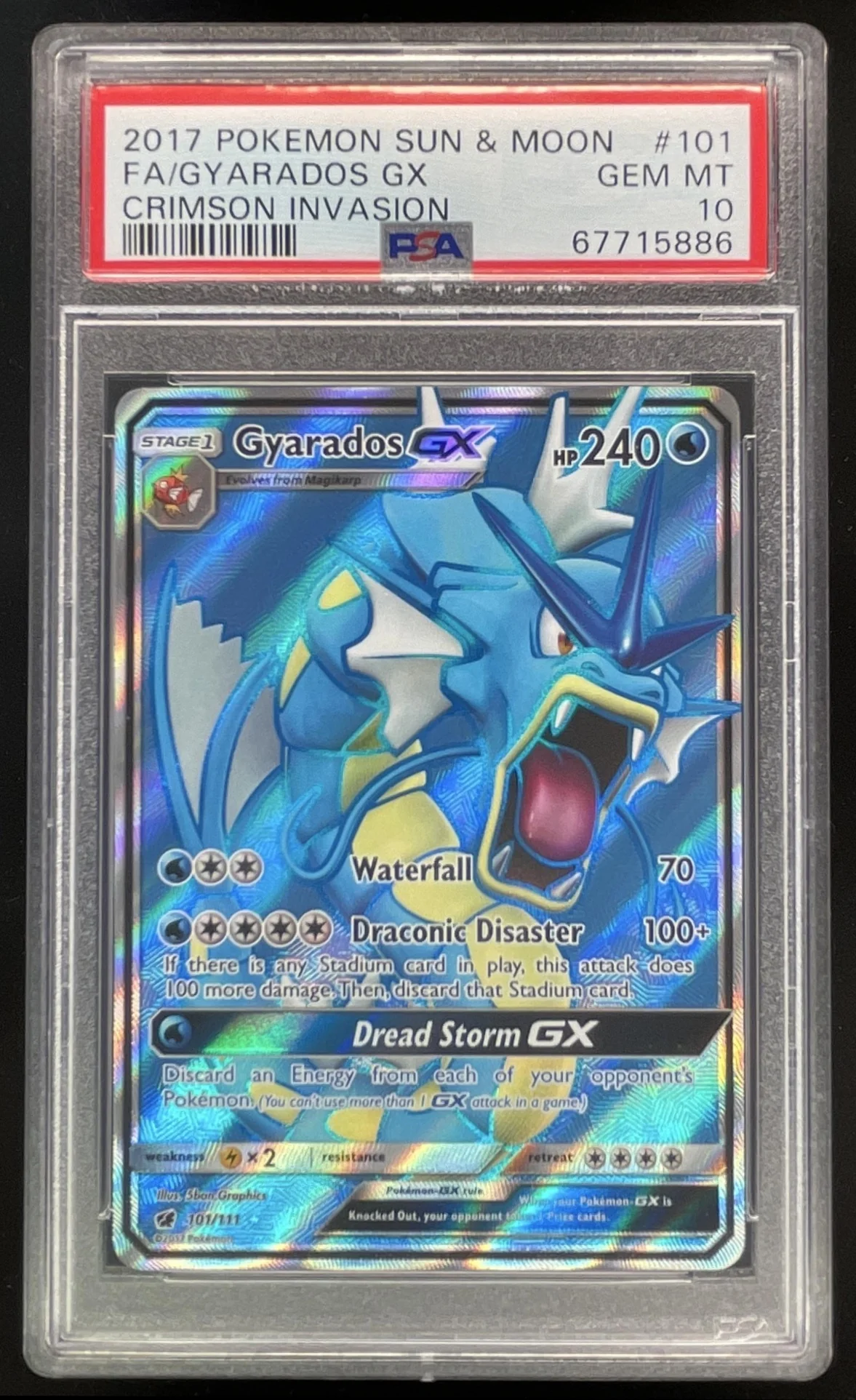 2017 Pokemon Sun & Moon Crimson Invasion #101/111 Gyarados PSA 10