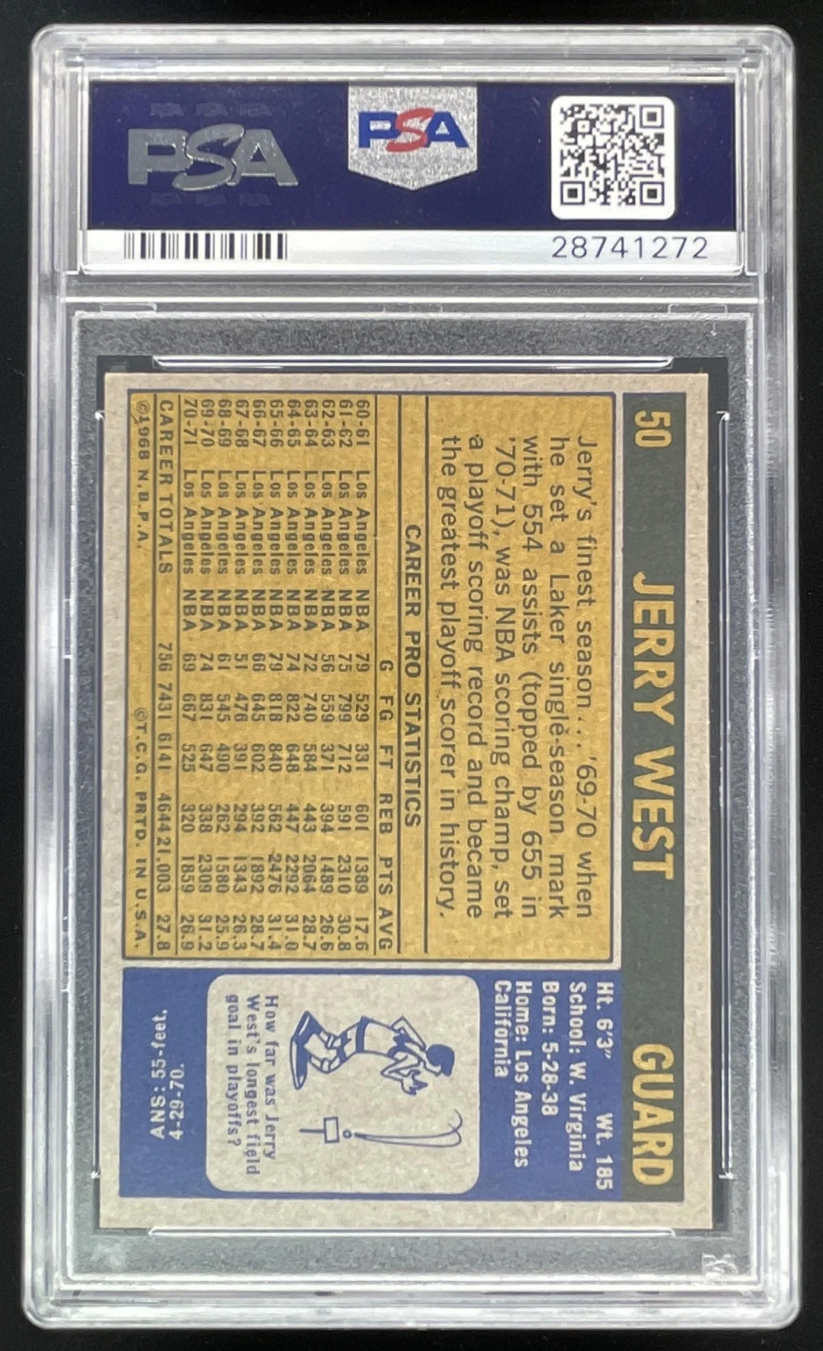 1971-72 Topps #50 Jerry West PSA 8 - Image 2