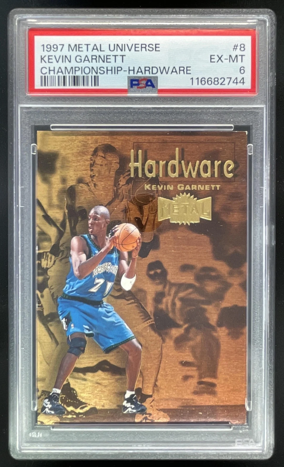 1997-98 Skybox Metal Universe Championship Hardware #8 H Kevin Garnett PSA 6