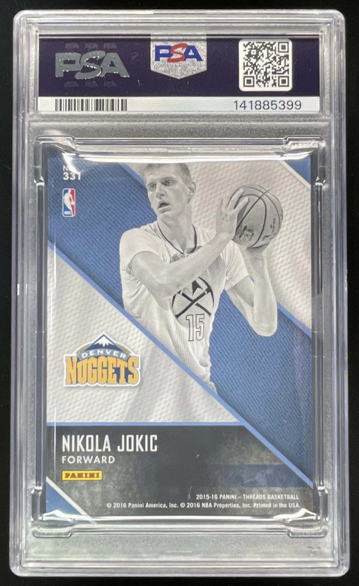 2015-16 Panini Threads #331 Nikola Jokic RC PSA 8 - Image 2