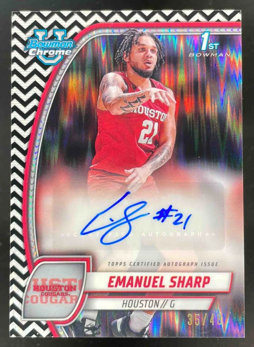 2024 Bowman University Chrome Black White Stealth Emanuel Sharp Auto /48