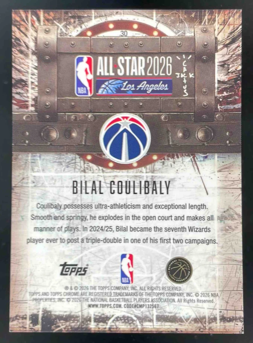 2025-26 Topps Chrome Cactus Jack NBA All-Star Lazer #30 Bilal Coulibaly /25 - Image 2