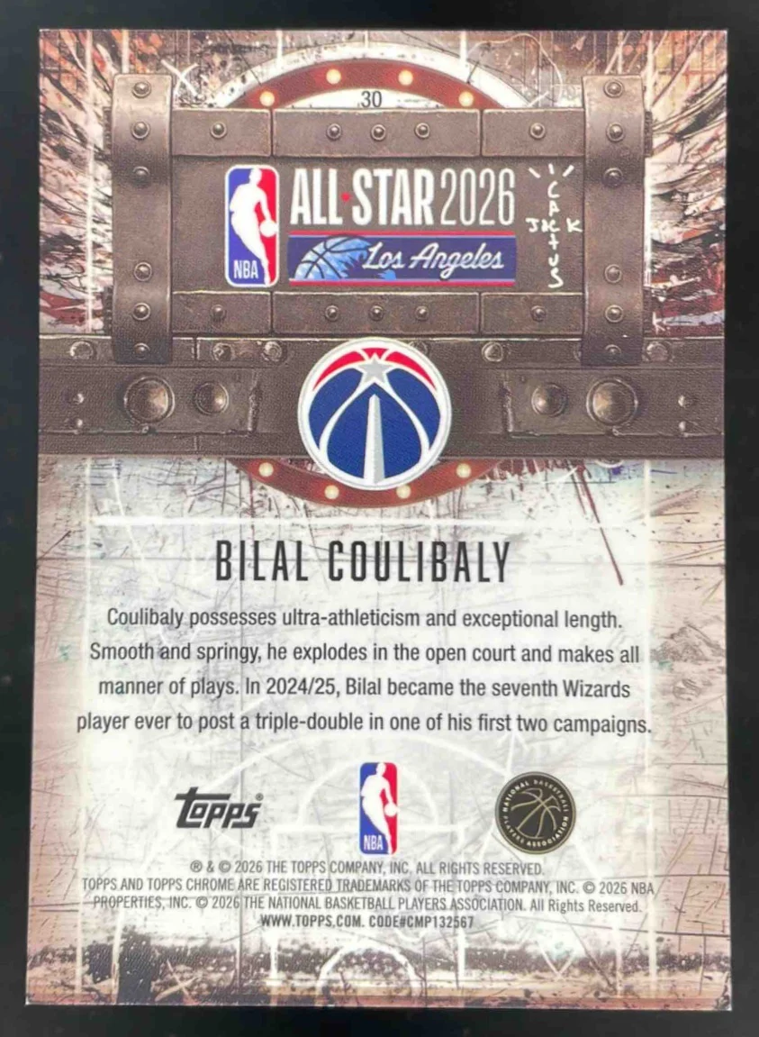 2025-26 Topps Chrome Cactus Jack NBA All-Star Lazer #30 Bilal Coulibaly /25 - Image 2