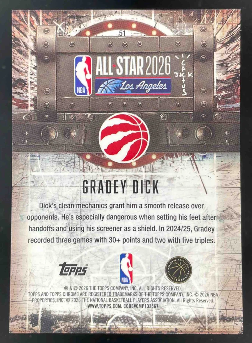 2025-26 Topps Chrome Cactus Jack Basketball x NBA All-Star Lazer Gradey Dick /25 - Image 2