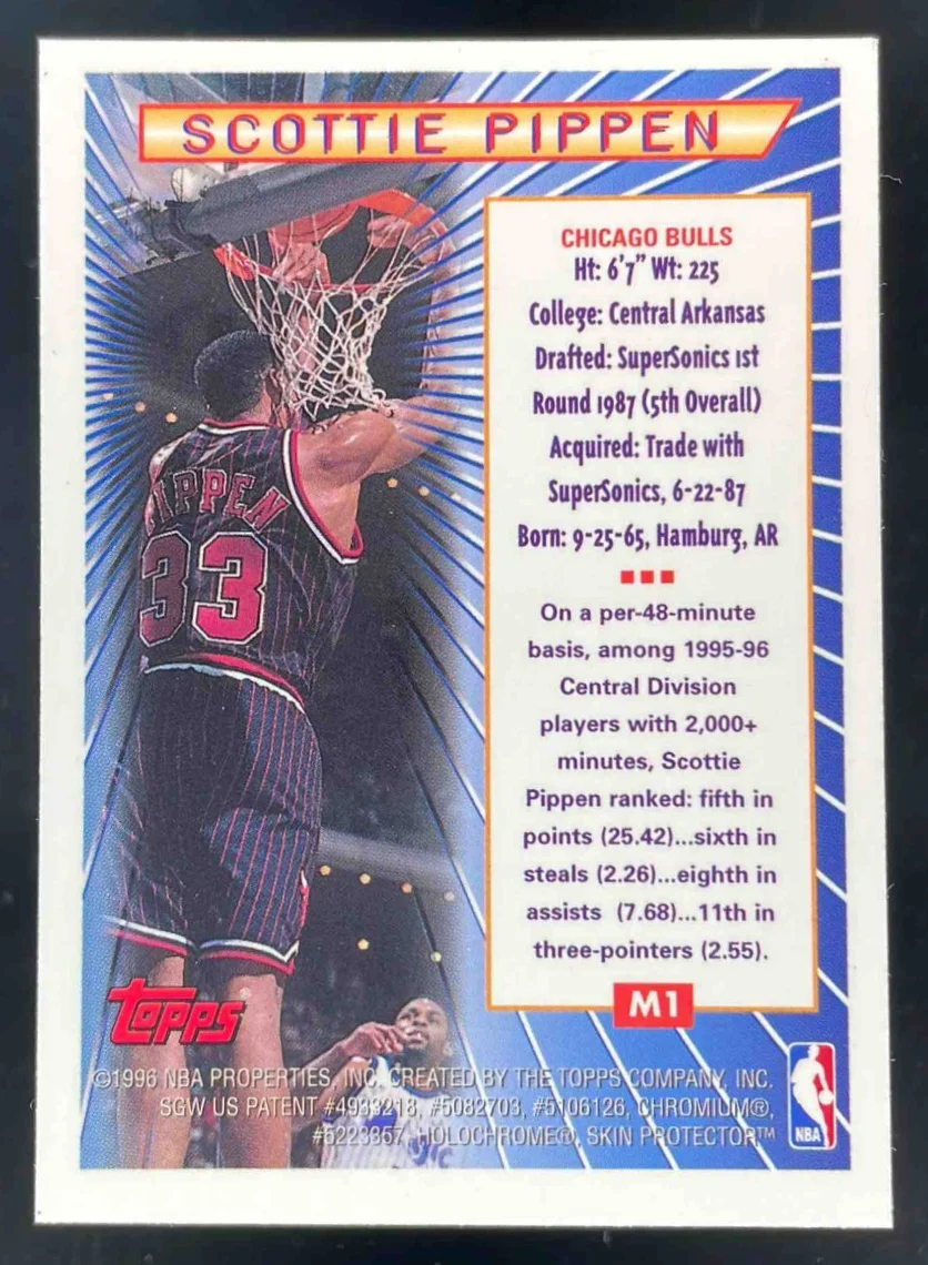 1996-97 Topps Mystery Finest Bordered #M1 Scottie Pippen - Image 2
