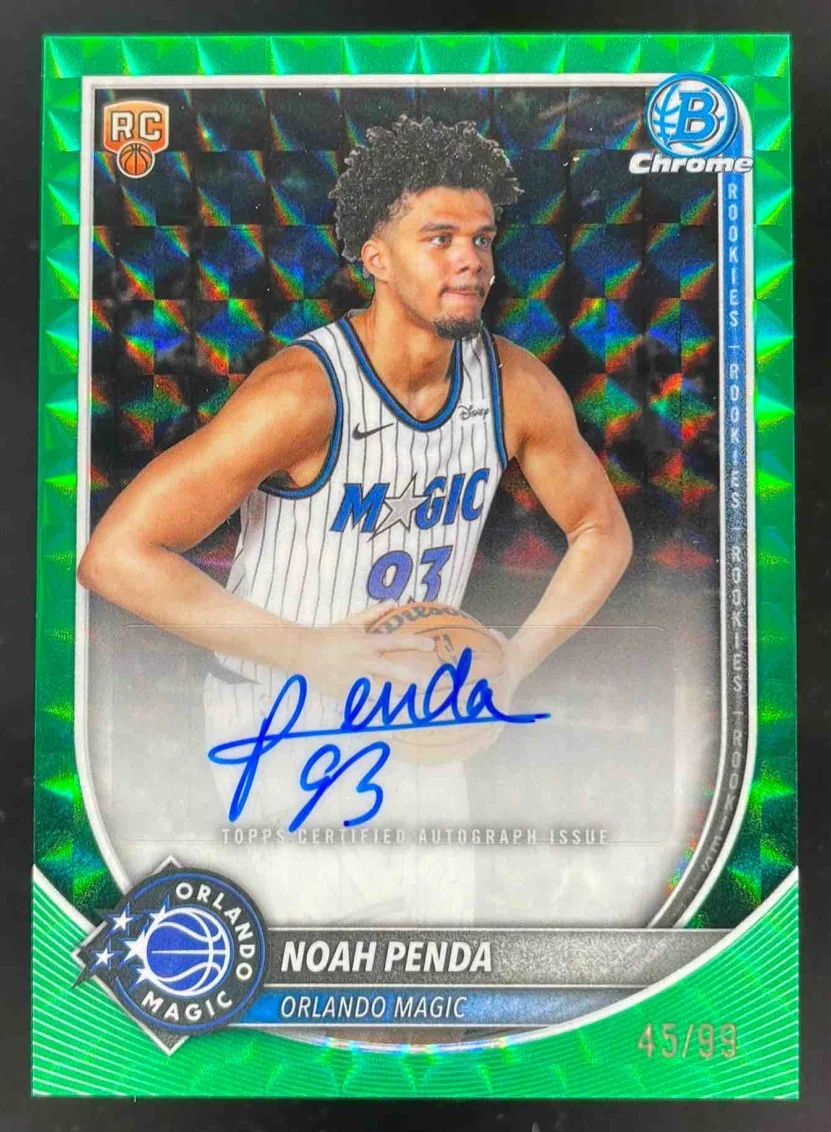 2025-26 Bowman Chrome Green Geometric #BCA-NP Noah Penda RC Auto /99