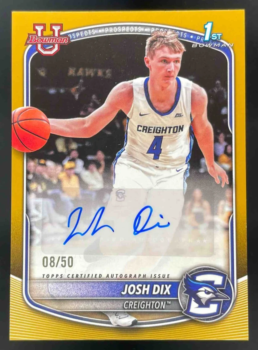 2025-26 Bowman Paper Prospect Retail Gold Border #PA-JD Josh Dix RC Auto /50