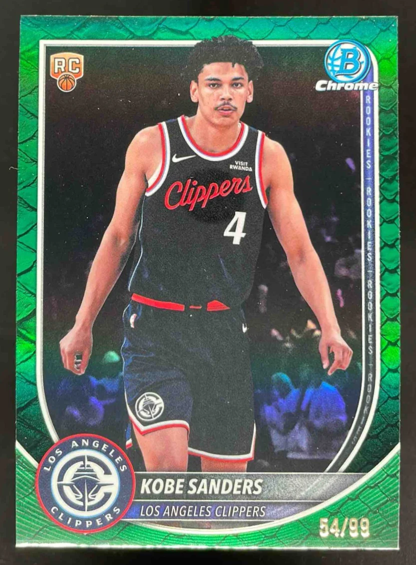 2025-26 Bowman Chrome Reptilian Green Refractor #BCV-47 Kobe Sanders RC /99