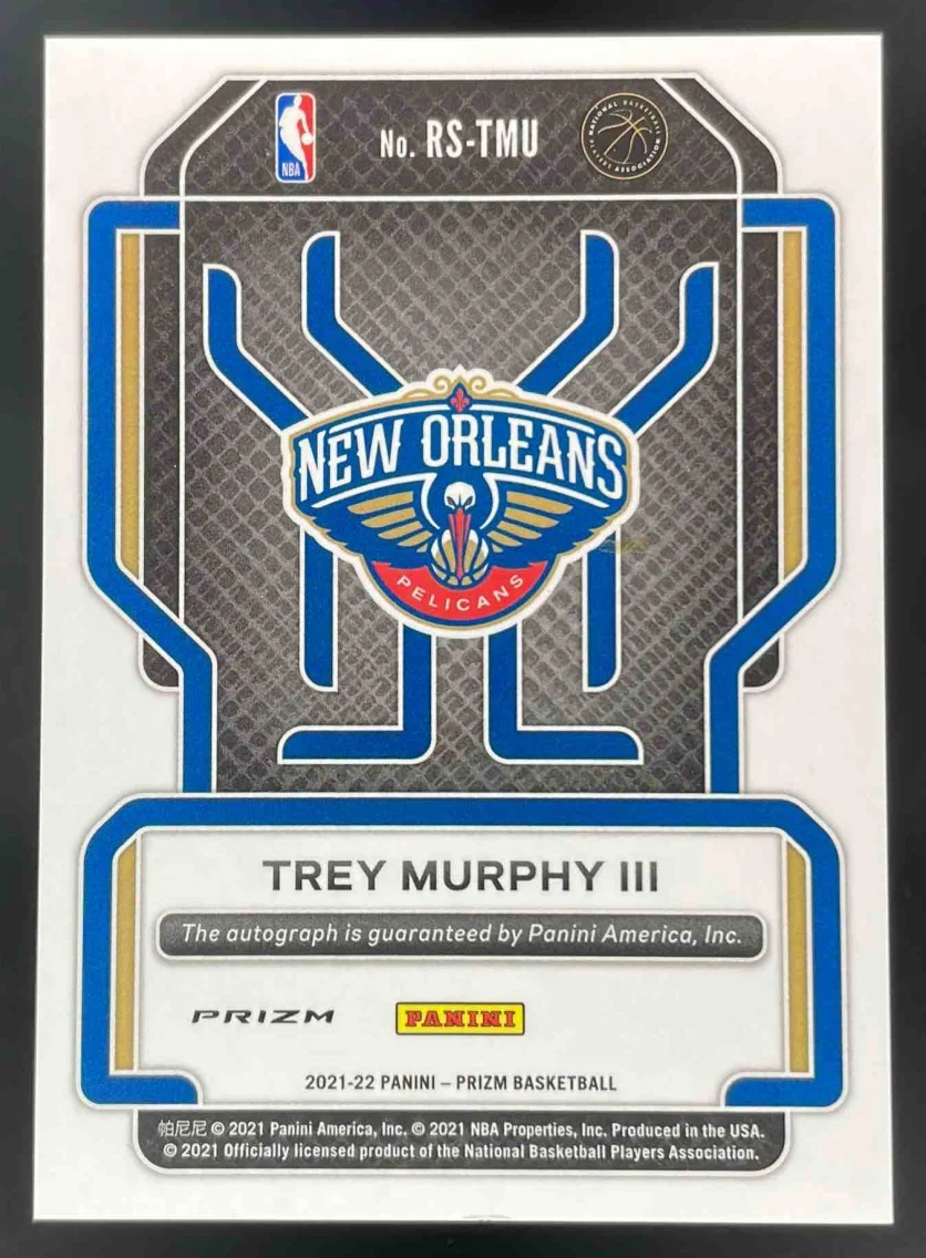 2021-22 Prizm Prizms Blue Wave #RS-TMU Trey Murphy III RC Auto - Image 2