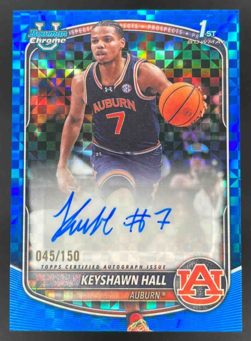 2025-26 Bowman Chrome Blue X-Fractor #CPA-KH Keyshawn Hall RC Auto /150