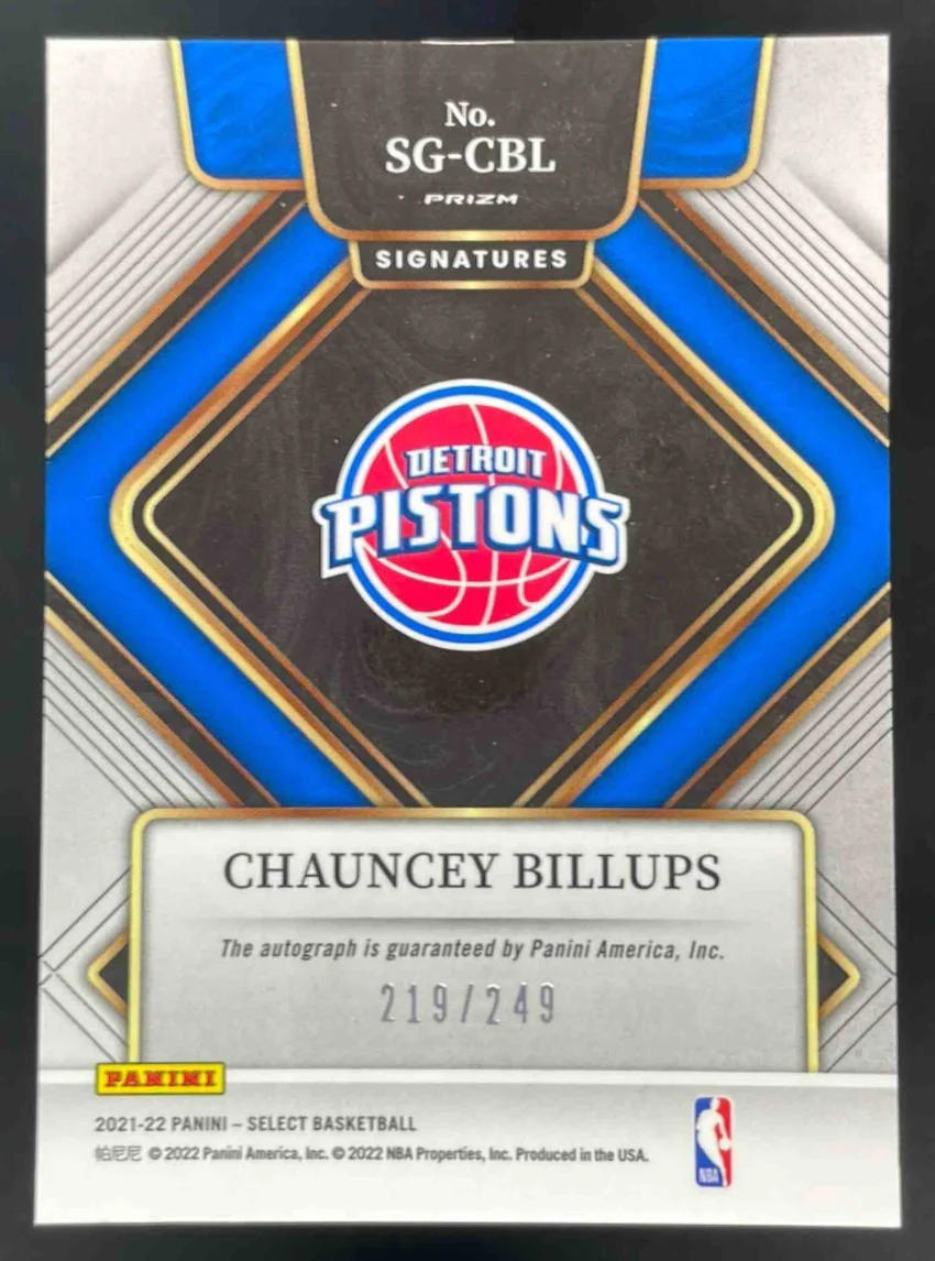 2021-22 Panini Select Signatures #SG-CBL Chauncey Billups Auto /249 - Image 2