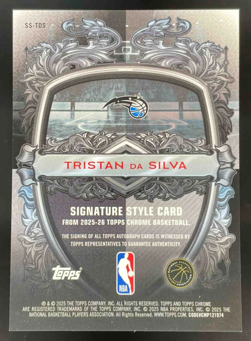 2025-26 Topps Chrome Signature Style Blue #SS-TDS Tristan da Silva Auto /150 - Image 2