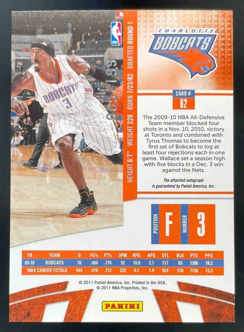 2010-11 Absolute Memorabilia Spectrum Gold #62 Gerald Wallace Auto /199 - Image 2