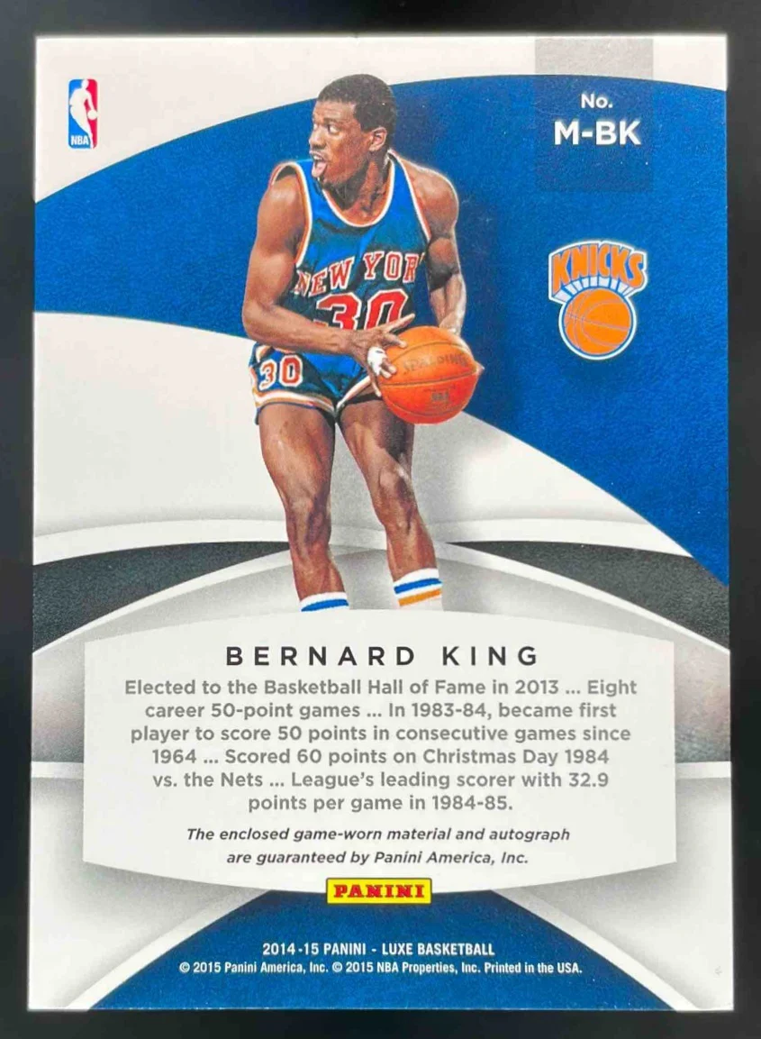 2014-15 Panini Luxe Memorabilia Autographs #M-BK Bernard King Auto /35 jsy - Image 2