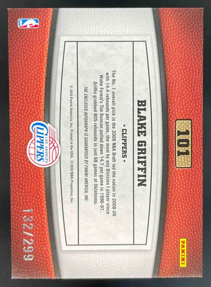 2009-10 Panini Timeless Treasures #101 Blake Griffin RC Auto /299 jsy - Image 2