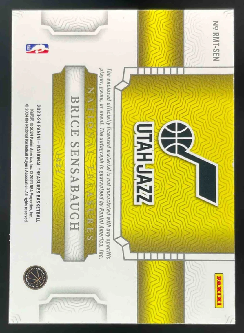 2023-24 National Treasures Materials Triple #RMT-SEN Brice Sensabaugh Auto /99 - Image 2