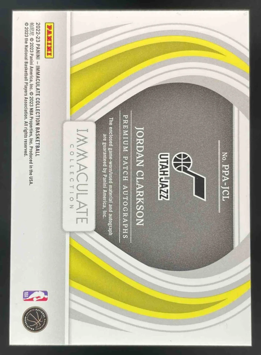 2022-23 Immaculate Collection Premium Patch #PPA-JCL Jordan Clarkson Auto /7 - Image 2